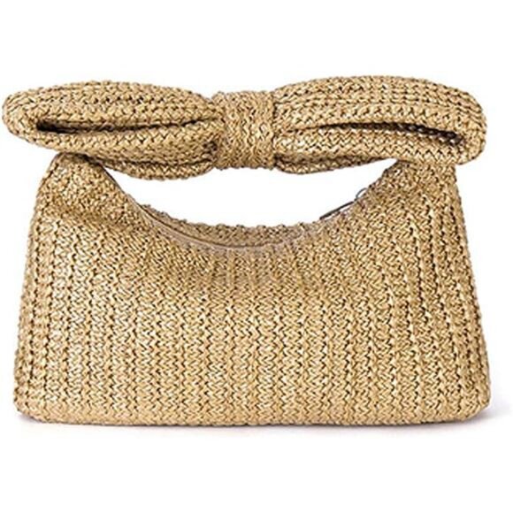 Small Straw Cluth for women,Trendy Cute Summer Woven With Bow Women Purse - Picture 1 of 8